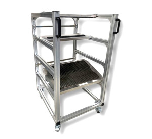 Mobile feeder storage with flexible roll holder suitable...